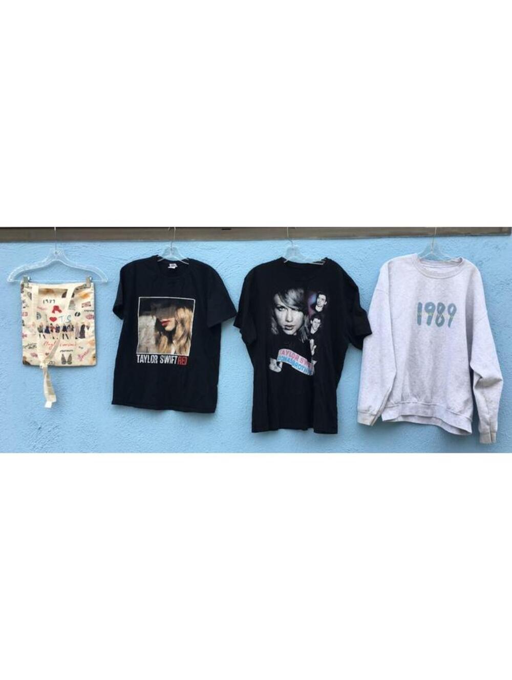 3 Taylor Swift Tour T-Shirt Sweatshirt Lot - Red, Jonas Bros, 1989 & Tote Bag